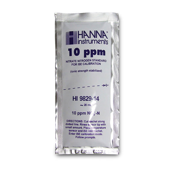 HI-9829-14 10 ppm standard sachet for HI 7609829-12 nitrate ISE,  20 mL