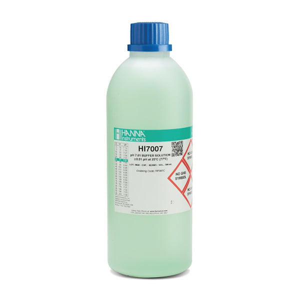 HI-7007C Green coloured Buffer Solution 7.01 pH Value at 25°C, 500 mL bottle