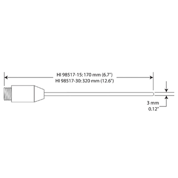 HI-98517-15 K-type thermocouple temperature probe, 170 mm