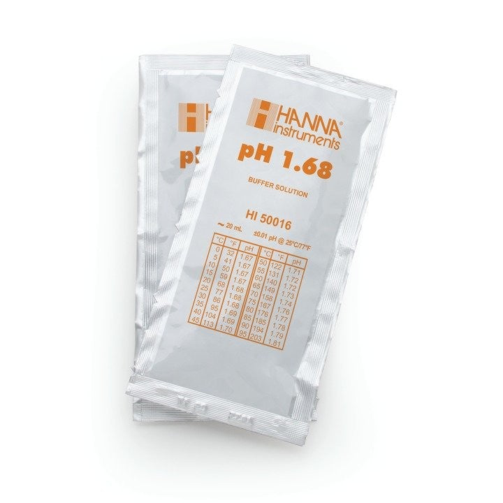 HI-50016-02 pH 1.68 Technical Buffer Solution, 25 x 20ml sachets & certificate