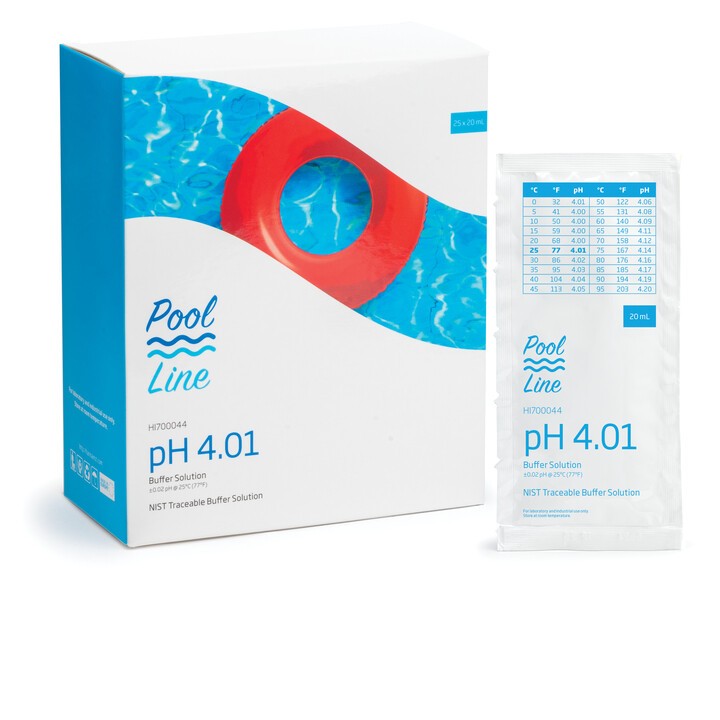 HI-700044P Pool Line 4.01 pH-buffertlösning, 25 x 20 ml påsar