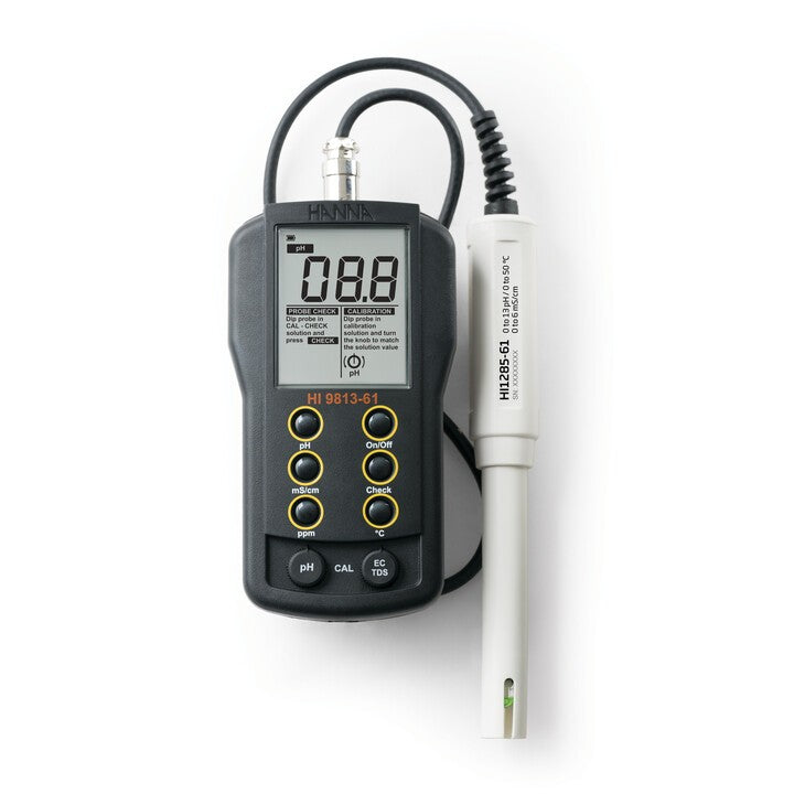 HI-9813-61 pH/EC/TDS and Temperature Portable Meter with CAL Check