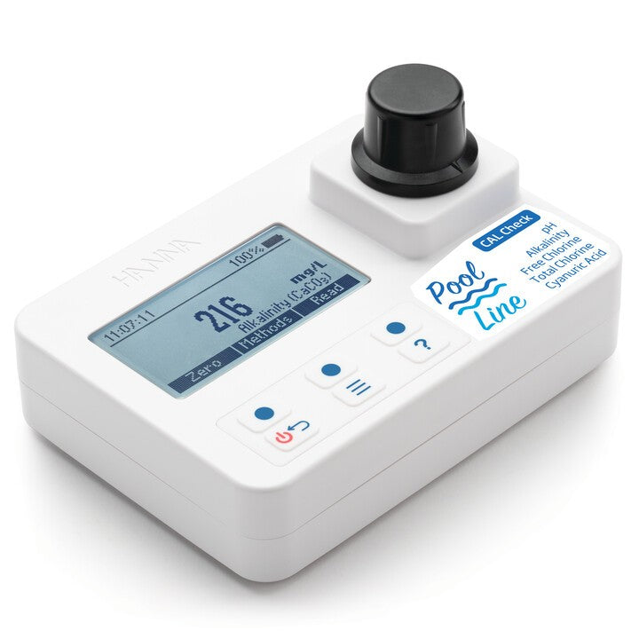 HI-971044 Pool Line portable photometer for Alkalinity, free and total Chlorine, cyanuric acid and pH with Cal Check