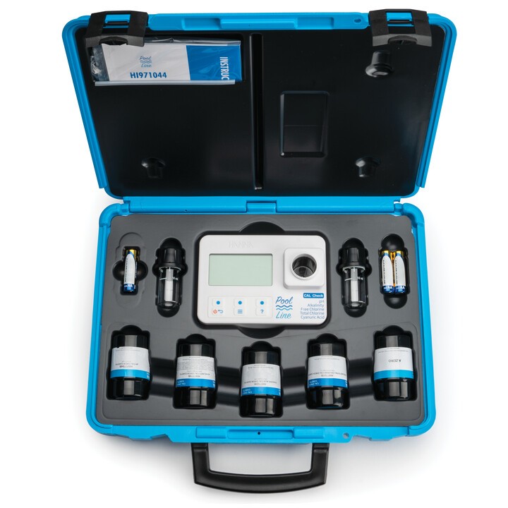 HI-971044C Pool Line portable photometer kit for Alkalinity, Free & Total Chlorine, Cyanuric Acid, and pH