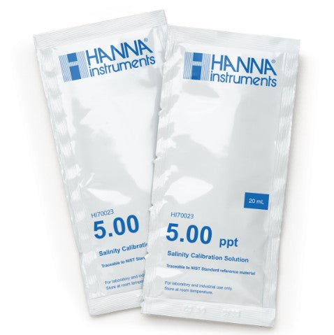 HI-70023P Salinity Calibration Standard Sachets 5.00ppt, 25 x 20ml sachets