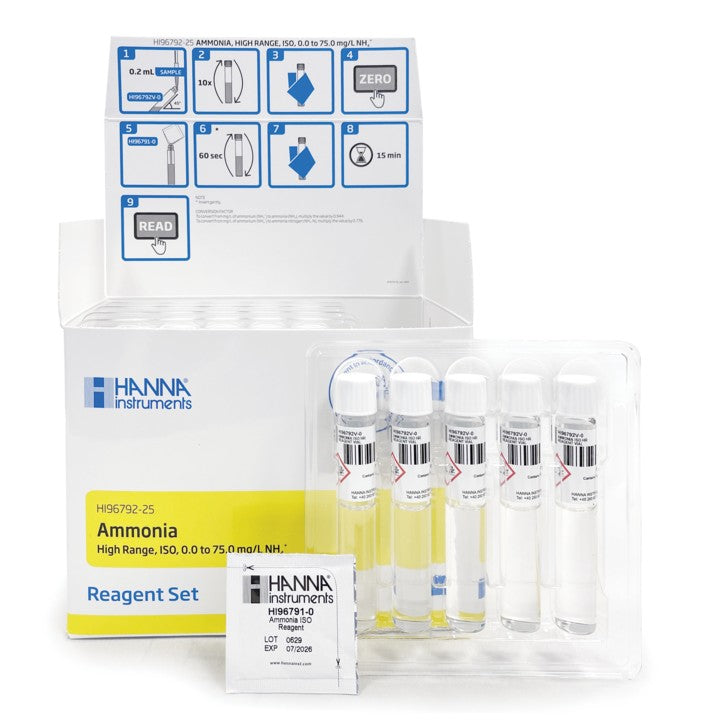 HI-96792-25 Ammonia, High Range ISO pre-dosed reagent for 25 tests