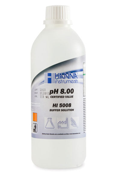 HI-5008-01 pH 8,00 teknisk buffertlösning, 1 liter +/- 0,01 pH, låda och certifikat