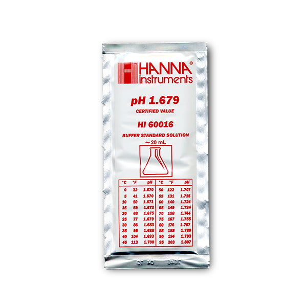 HI-60016-02 pH 1,679 Millesimal buffertlösning (±0,002 pH), 25 x 20 ml påsar