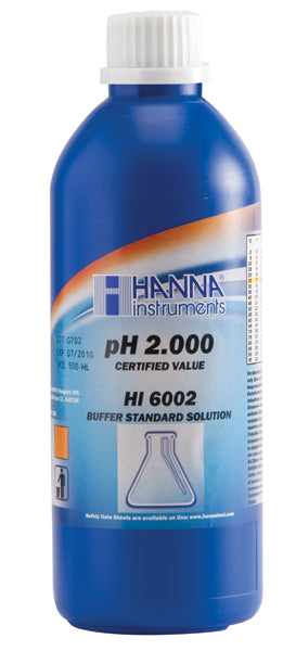 HI-6002 pH 2.000 Millesimal Buffer Solution, (1) 500 mL bottle