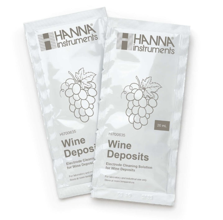HI-700635P Elektroderengøringsopløsning til vinaflejringer (vinfremstilling), 25 x 20 ml breve