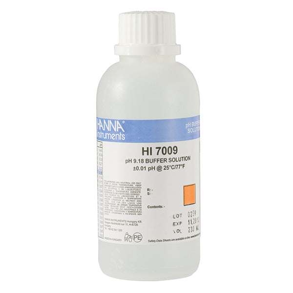 HI-7009M pH 9.18 Buffer Solution, 230 mL bottle