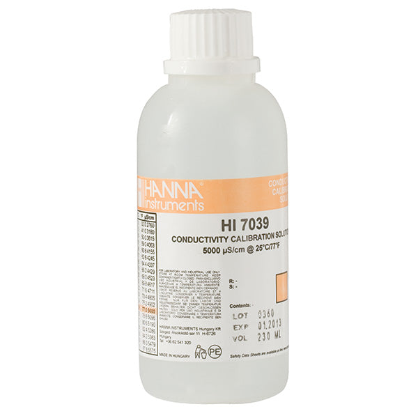 HI-7039M 5000µS/cm Conductivity Solution, 230mL bottle