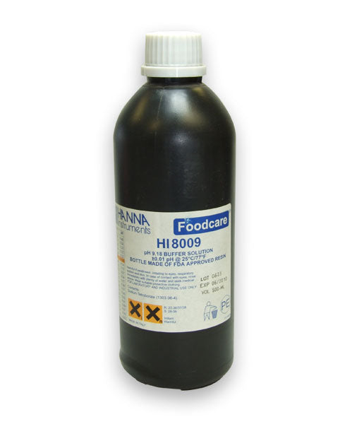 HI-8009L Foodcare pH 9,18 bufferopløsning - 500 ml FDA-flaske