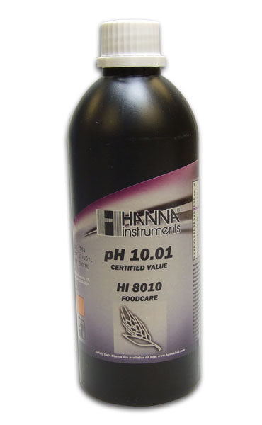 HI-8010L Foodcare pH 10.01 Buffer Solution - 500ml FDA Bottle